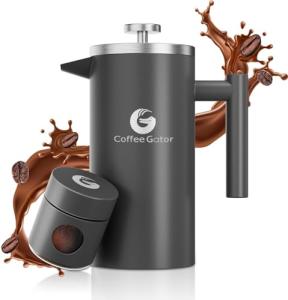 Coffee Gator French Press + Travel Jar - 34oz Gray