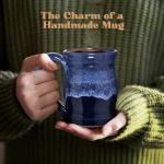 Uncommon Clay 20oz Barrel Coffee Mug Handmade in the USA (Chestnut/Sage)