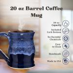 Uncommon Clay 20oz Barrel Coffee Mug Handmade in the USA (Chestnut/Sage)