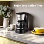 Nehilumn 4-5 Cups Drip Coffee Maker, Coffee Pot Machine Permanent Coffee Filter, Mini,20Oz Electric Coffee Maker,650W Black and Stainless Steel