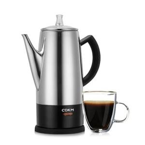 CDKM Classic 12 Cup Percolator, PC-9822, Stainless Steel with keep warm,cordless service (Mirror Polished)