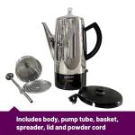 CDKM Classic 12 Cup Percolator, PC-9822, Stainless Steel with keep warm,cordless service (Mirror Polished)