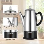 CDKM Classic 12 Cup Percolator, PC-9822, Stainless Steel with keep warm,cordless service (Mirror Polished)