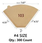 peaceleaf Cone Coffee Filters (Natural Unbleached, 300)