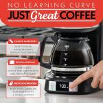 Gourmia Drip Coffee Maker – 5 Cup, One-Touch Brew, Pause & Serve, Adjustable 4 Hr Keep Warm, EZ-View Water Window, Black