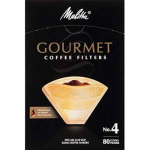 Melitta #4 Gourmet Cone Coffee Filters, Unbleached Natural Brown, 80 Total Filters Count