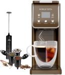 NOBLE VISTA Hot And Iced Coffee Maker, Milk Frother, K Cup, Ground Coffee, Tea, 6-14 OZ Brew, 52 OZ Water Tank, Brown