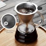 Unbreakable - Pour Over Coffee Maker with Permanent Stainless Filter 27 fl oz, Thickened Heat-Resistant Borosilicate Glass Dripper Coffee Brewer, Stovetop Safe