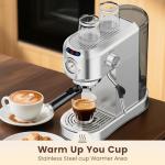 ANYCOLD Espresso Machine 20 Bar, Compact Espresso Maker, Stainless Steel Expresso Coffee Machines with Steam Milk Frother & 34oz Removable Water Tank for Home Latte, Cappuccino, Silver