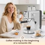 ANYCOLD Espresso Machine 20 Bar, Compact Espresso Maker, Stainless Steel Expresso Coffee Machines with Steam Milk Frother & 34oz Removable Water Tank for Home Latte, Cappuccino, Silver