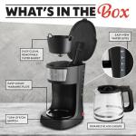 Gourmia Drip Coffee Maker – 12 Cup, One-Touch Operation, Pause & Serve, Automatic Keep Warm, Easy View Water Window, Compact Design, Stainless Steel Accents, Black