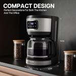 HousesAid Touchscreen Programmable 12 Cup Coffee Maker Drip Coffee Machine,1,4 Cup Setting,Stainless Steel Carafe,Keep-Warm Function,Auto Shut off for home and work