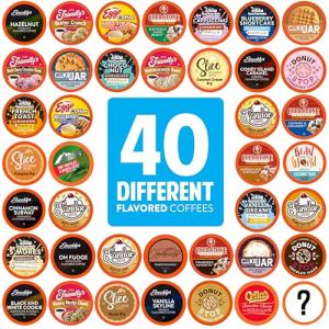 Two Rivers Flavored Coffee Sampler Pack, 40 Count