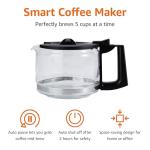 Amazon Basics 5 Cup Drip Coffee Maker, Coffee Machine with Glass Coffee Pot (0.8 Qt), Auto Shut-off, Auto Pause, Removable Filter Basket, Matte Black