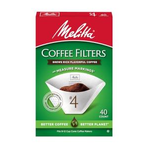 Melitta #4 Cone Coffee Filters, White, 40 Total Filters Count - Packaging May Vary