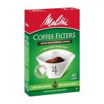 Melitta #4 Cone Coffee Filters, White, 40 Total Filters Count - Packaging May Vary