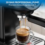 XIXUBX Espresso Machine, 20 BAR Pump Temperature Control, Compact Espresso Maker with Steam Milk Frother, Professional Coffee Makers for Home, Cappuccino, Latte, Gifts for Coffee Lover, Black