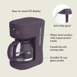bella 12 Cup Programmable Coffee Marker, Reusable Dishwasher Safe Accessories, Easy LCD diaply, Auto Shutoff, 900 watt, Plum
