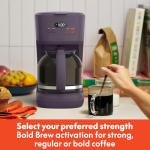 bella 12 Cup Programmable Coffee Marker, Reusable Dishwasher Safe Accessories, Easy LCD diaply, Auto Shutoff, 900 watt, Plum