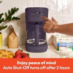 bella 12 Cup Programmable Coffee Marker, Reusable Dishwasher Safe Accessories, Easy LCD diaply, Auto Shutoff, 900 watt, Plum