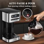 Taylor Swoden Programmable Coffee Makers 12 Cup, Hot and Iced Coffee Maker, 4 Brew Strength, LED Display, 24H Timer, Keep Warm&Auto Shutoff- Drip Coffee Machine for Home/Office, Black &Stainless Steel