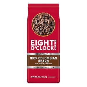 Eight O'Clock Coffee 100% Colombian Peaks Whole Bean Coffee, Medium Roast, 38 Ounce (Pack of 1) - Rich, Winey & Full Bodied