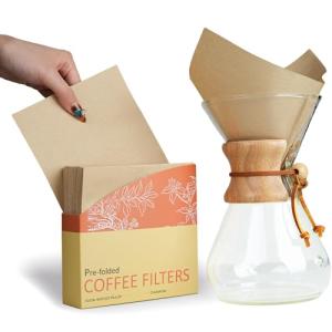 Bake Choice Pre-folded Natural Unbleached Coffee Filters - 50 Pack, Compatible with Pour-Over Coffee Makers