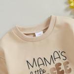Chloefairy Newborn Baby Boy Girl Bubble Romper Mama's Little Coffee Bean Onesie Sweatshirt Ovesized Bodysuit Infant Fall Outfit (Apricot, 3-6 Months)