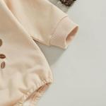 Chloefairy Newborn Baby Boy Girl Bubble Romper Mama's Little Coffee Bean Onesie Sweatshirt Ovesized Bodysuit Infant Fall Outfit (Apricot, 3-6 Months)