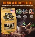 Aerial Resupply Coffee - MOAB Whole Coffee Beans Medium Roast, Double Caffeinated, Hand-Roasted with a Bold and Rich Flavor, 100% Vietnamese Robusta - 12 oz Bag