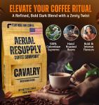 Aerial Resupply Coffee - Cavalry Bold Dark Roast Whole Coffee Beans, Hand-Roasted High Caffeine Kick with Colombian Supremo and Vietnamese Robusta beans - 12 oz Bag