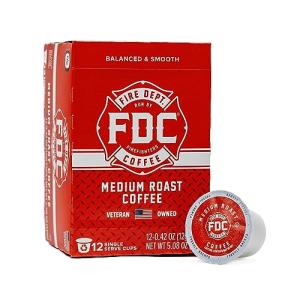 Fire Department Coffee - Gives Back to Firefighters - Original Medium Roast Coffee Pods - Balanced & Smooth - Roasted in the USA - Premium K Cups - Veteran Owned - 12 Single Pods