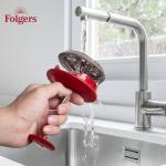 LORD'S ROCKS Folgers Coffee French Press – 600ml Heat-Resistant Glass Coffee Maker with Stainless Steel Filter, Durable Red Frame & Handle, Easy Brewing for Fresh, Bold Flavor