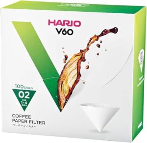 Hario V60 Paper Coffee Filter, Size 02, White, 100ct Box