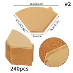 BOARDFEB Coffee Filters #2, 240 Count Coffee Filters Natural Unbleached Disposable Coffee Filters 2 Filter Cone Paper for Coffee Makers