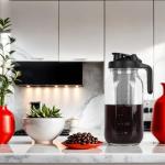 Cold Brew Coffee Maker - 64 Oz Heavy-Duty Glass Mason Jar Pitcher with Stainless Steel Filter, Leak-Proof Lid, Ergonomic Handle & Precision Pour Spout – Ideal for Iced Coffee, Tea, Cold Brew (Black)