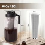 Cold Brew Coffee Maker - 64 Oz Heavy-Duty Glass Mason Jar Pitcher with Stainless Steel Filter, Leak-Proof Lid, Ergonomic Handle & Precision Pour Spout – Ideal for Iced Coffee, Tea, Cold Brew (Black)