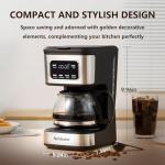 Nehilumn 5-6 Cup Programmable Coffee Machine, Reusable Filter, Coffee Pot, Water Level Indicator, Automatic Shut-Off, Black&Stainless Steel
