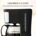 Nehilumn 5-6 Cup Programmable Coffee Machine, Reusable Filter, Coffee Pot, Water Level Indicator, Automatic Shut-Off, Black&Stainless Steel