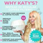 Katy’s Extra Large Coffee Filters | 1.5 to 3 Gallon Premium Commercial Coffee & Tea Filters for Restaurants, Cafés & More | 12.5” x 4.5” Inch Size | No Overflow, No Tearing | 250-Count Bulk Pack