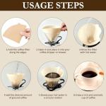 200 Count V02 Coffee Filters – Natural Unbleached Cone Coffee Filter Paper for Hario V60 and Pour Over Brewers, 2–4 Cup Disposable Coffee Filters, Brown Paper Coffee Filter