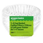 Amazon Basics Basket Coffee Filters for 1-4 Cup Coffee Makers, White, 200 Count