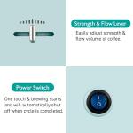 HyperChiller EHC824 Iced & Hot Coffee Maker, Adjustable Flow/Strength Lever, Includes 20 Oz. Tumbler & Reusable Straw, Compatible with Coffee Grounds, Removable, Reusable Mesh Filter, Mint