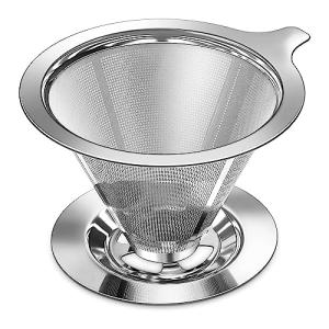 Pour Over Coffee Dripper, Slow Drip Paperless Coffee Filter, Pour Over Coffee Maker for 1-2Cups Brew, Double Mesh Design of Manual Reusable Cone Filter