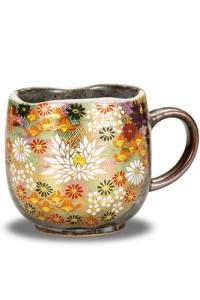 Kutani Porcelain Gold Flower Coffee Mug