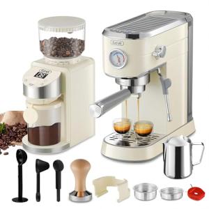 Gevi Espresso Machine 20 Bar with Grinder, Professional Espresso Maker with 35 Precise Grind Settings Burr Coffee Grinders Combos, Super-Automatic Espresso Machines, Gift for Coffee Lover