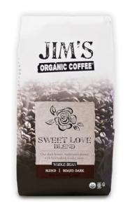 Jim’s Organic Coffee – Sweet Love Blend – Whole Bean, Dark Roast, Bold 11 oz Bag