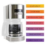 Kenmore drip Coffee Maker - 12 Cup programmable cafe machine with glass pot, regular & bold brew, auto shut off large water reservoir, reusable filter, kitchen appliances for cafeteria barista, White