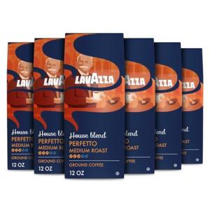 Lavazza House Blend Perfetto Ground Coffee 6 Bags of 12oz, Medium Roast, Full-bodied, Intensity 3/5, 100% Arabica, Ideal for Drip Brewers, (Pack of 6) - Package May Vary