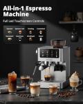 AIRMSEN Espresso Machines with Burr Grinder, 20 Bar, Milk Frother Steam Wand, Stainless Steel Coffee Maker for Home - Cappuccino Latte & ​​Cold Brew​​ Iced Coffee Maker & Americano